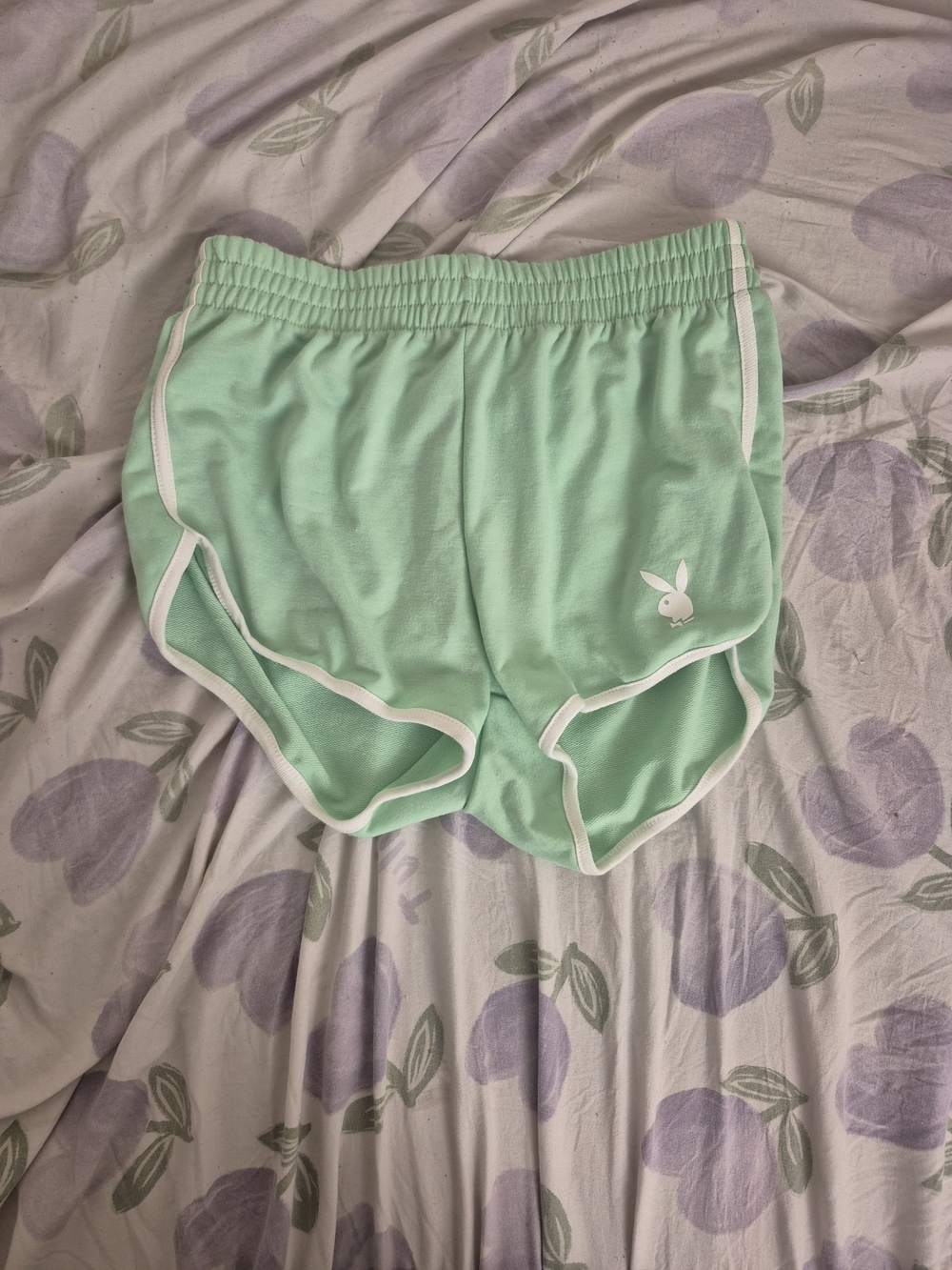 PLAYBOY Mint Green Athletic Shorts with White Trim